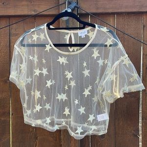 Cropped Mesh Star Festival Top